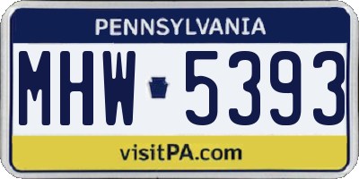 PA license plate MHW5393