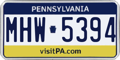 PA license plate MHW5394