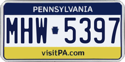 PA license plate MHW5397