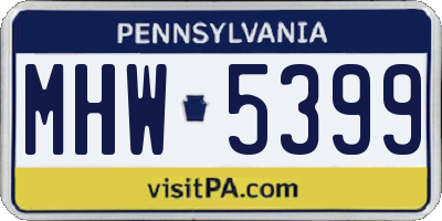 PA license plate MHW5399