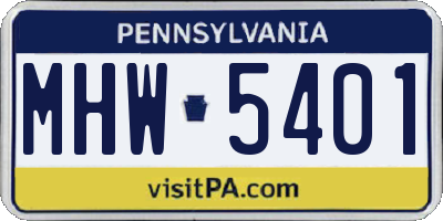 PA license plate MHW5401