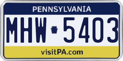 PA license plate MHW5403