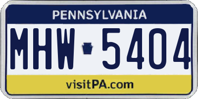 PA license plate MHW5404