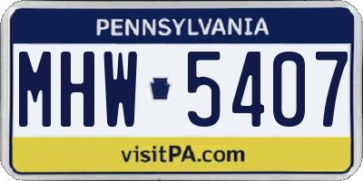 PA license plate MHW5407
