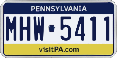 PA license plate MHW5411