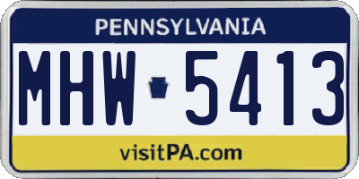 PA license plate MHW5413