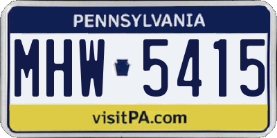 PA license plate MHW5415