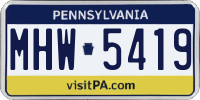 PA license plate MHW5419