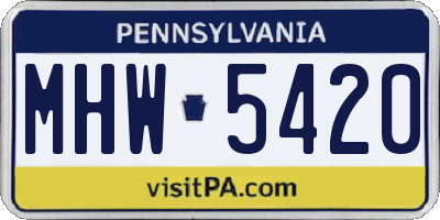PA license plate MHW5420