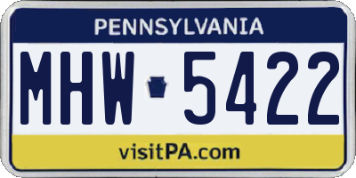 PA license plate MHW5422