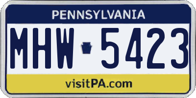 PA license plate MHW5423