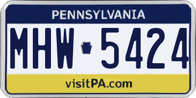PA license plate MHW5424