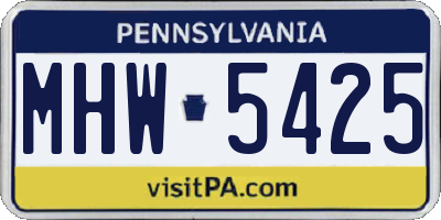 PA license plate MHW5425