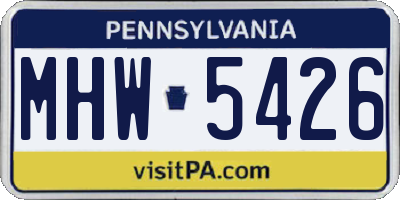 PA license plate MHW5426