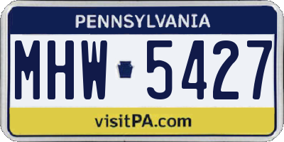 PA license plate MHW5427