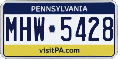 PA license plate MHW5428