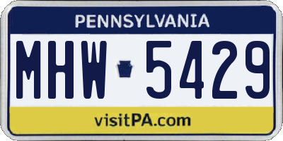 PA license plate MHW5429