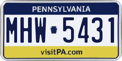 PA license plate MHW5431