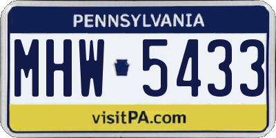 PA license plate MHW5433