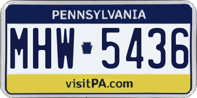 PA license plate MHW5436