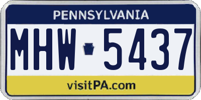 PA license plate MHW5437