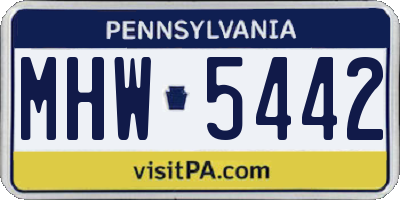 PA license plate MHW5442