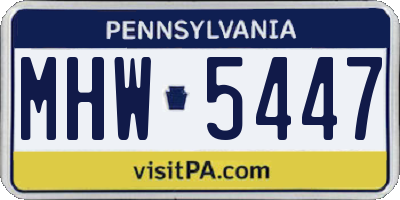 PA license plate MHW5447