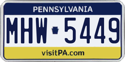 PA license plate MHW5449