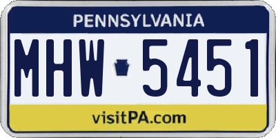 PA license plate MHW5451
