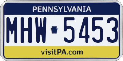 PA license plate MHW5453