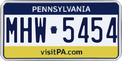 PA license plate MHW5454