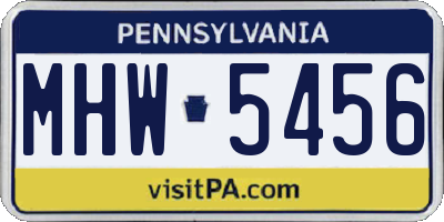 PA license plate MHW5456