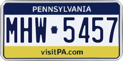 PA license plate MHW5457