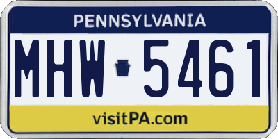PA license plate MHW5461