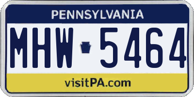 PA license plate MHW5464