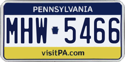 PA license plate MHW5466