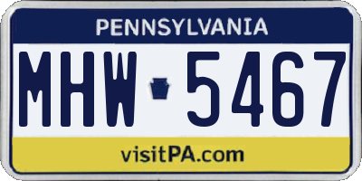 PA license plate MHW5467