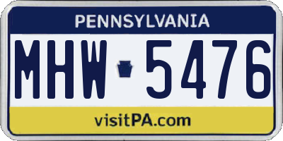 PA license plate MHW5476