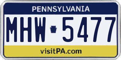 PA license plate MHW5477