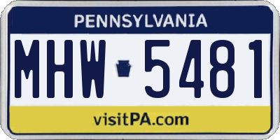 PA license plate MHW5481