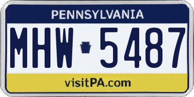 PA license plate MHW5487