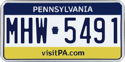 PA license plate MHW5491