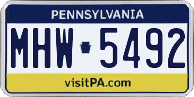 PA license plate MHW5492