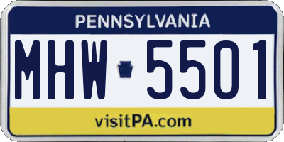 PA license plate MHW5501