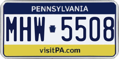 PA license plate MHW5508