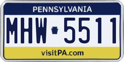 PA license plate MHW5511