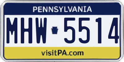 PA license plate MHW5514