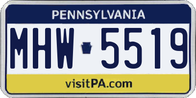 PA license plate MHW5519