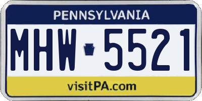 PA license plate MHW5521