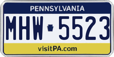 PA license plate MHW5523
